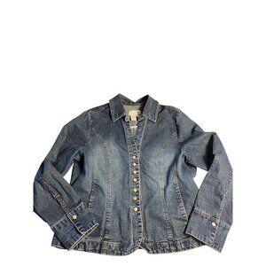 Liv A Little  women’s Denim Jacket Snap Buttons Long Sleeves Medium Wash Size L